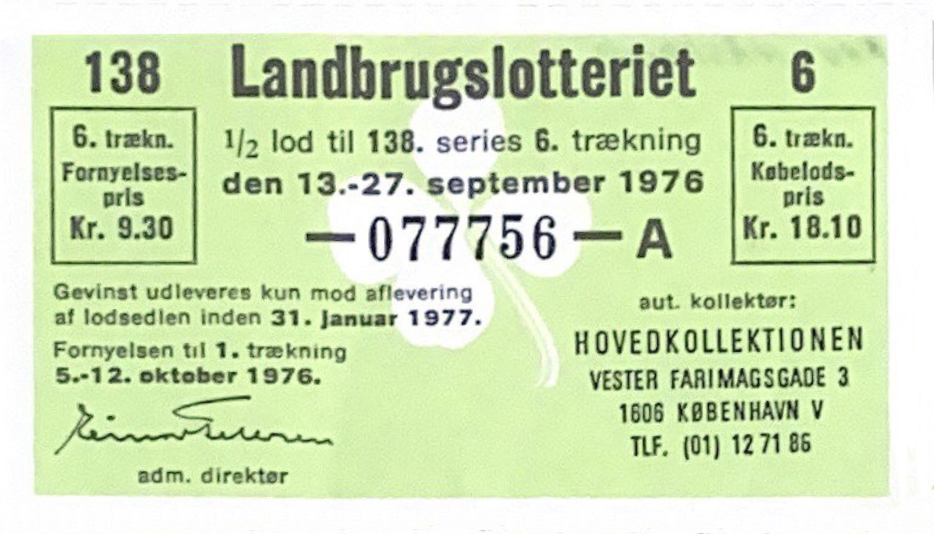 Lodseddel 1976