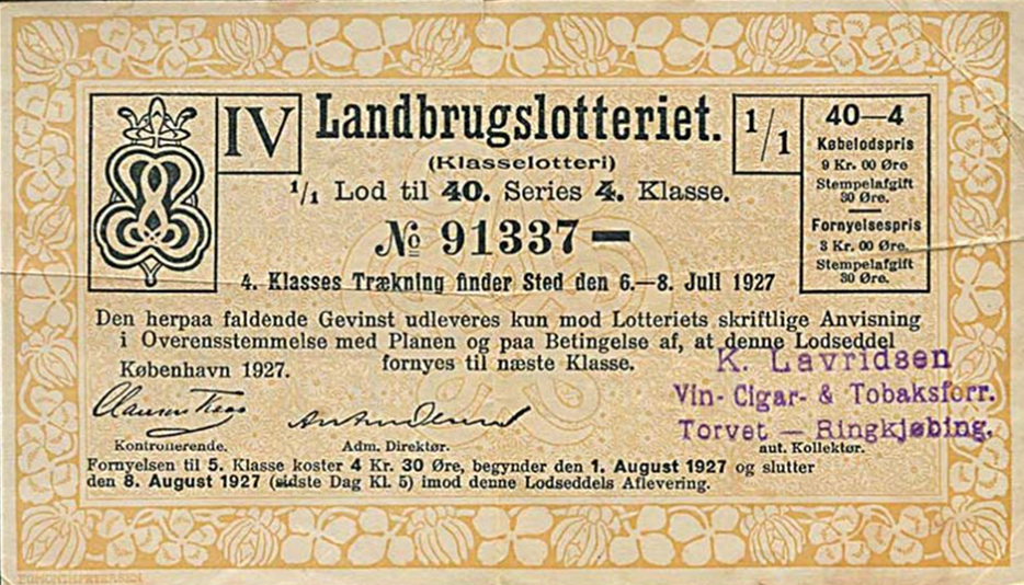 1932 Lodseddel Landbrugslotteriet (1)
